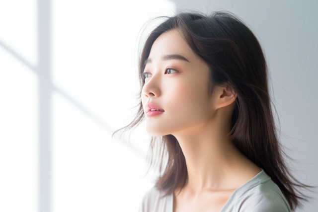 肌の綺麗な女性の横顔