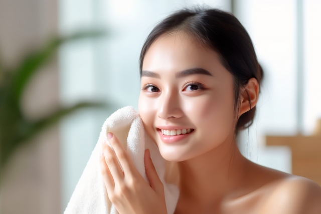 美容鍼を受けた翌日の女性